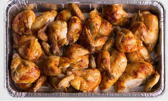 3 Whole Chickens (quartered).